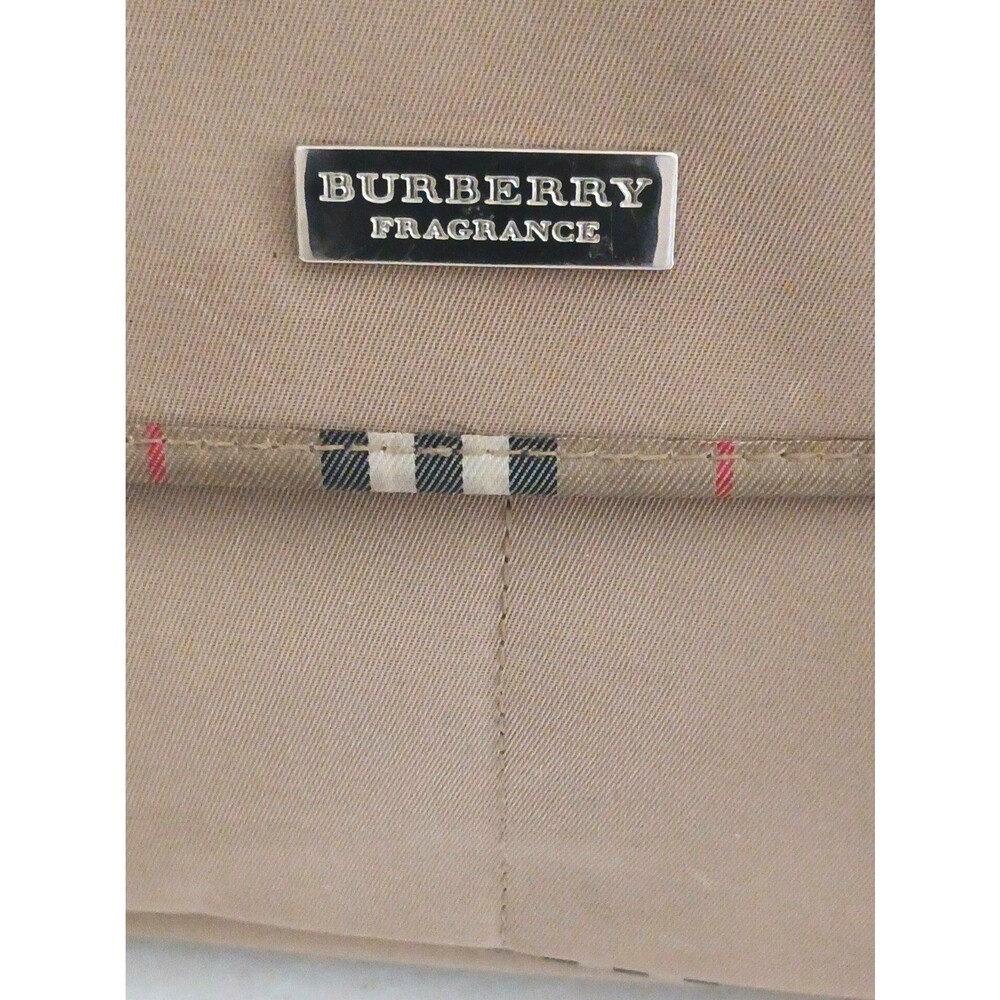 Burberry Fragrance Khaki Nylon Lg Messenger Bag Nova Check Piping Trim Adj Strap - Picture 3 of 16